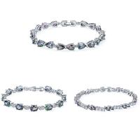 Cubic Zirconia Jewelry Bracelets, Brass, platinum plated & for woman & with cubic zirconia Approx 7.4 Inch 