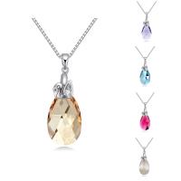 CRYSTALLIZED™ Brass Necklace, with CRYSTALLIZED™, with 5cm extender chain, Teardrop, platinum plated, box chain & for woman & faceted nickel, lead & cadmium free Approx 15.5 Inch 