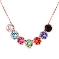 CRYSTALLIZED™ Brass Necklace, with CRYSTALLIZED™, with 5cm extender chain, Flat Round, real rose gold plated, box chain & for woman & faceted, multi-colored, nickel, lead & cadmium free Approx 15.5 Inch 