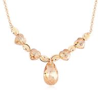 CRYSTALLIZED™ Brass Necklace, with CRYSTALLIZED™, with 5cm extender chain, Teardrop, real gold plated, flower cut & rolo chain & for woman & faceted, nickel, lead & cadmium free Approx 15.5 Inch 