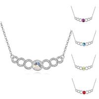CRYSTALLIZED™ Brass Necklace, with CRYSTALLIZED™, with 5cm extender chain, Flat Round, platinum plated, oval chain & for woman & faceted nickel, lead & cadmium free Approx 15.5 Inch 