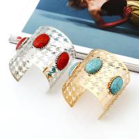 Iron Cuff Bangle, with Synthetic Turquoise, plated, for woman lead & cadmium free, 65mm, Inner Approx 65mm Approx 7.5 Inch 