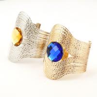 Iron Cuff Bangle, with Crystal, plated, for woman & faceted lead & cadmium free, 85mm, Inner Approx 65mm Approx 7.5 Inch 