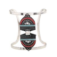 Iron Cuff Bangle, with Zinc Alloy, antique silver color plated, with painted & for woman & with rhinestone lead & cadmium free, 62mm, Inner Approx 62mm Approx 7.5 Inch 