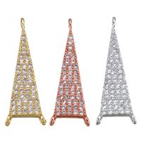 Cubic Zirconia Micro Pave Brass Connector, Triangle, plated, micro pave cubic zirconia & 1/2 loop Approx 1mm 