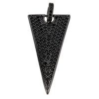 Cubic Zirconia Micro Pave Brass Pendant, Triangle, plumbum black color plated, micro pave cubic zirconia & without troll Approx 4.5mm 
