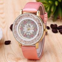 Fashion Watch Bracelet, PU Leather, with Glass & Zinc Alloy, stainless steel pin buckle, for woman 43mm, 20mm Approx 9.4 Inch 