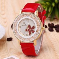 Fashion Watch Bracelet, PU Leather, with Glass & Zinc Alloy, stainless steel pin buckle, plated, for woman 43mm, 20mm Approx 9.4 Inch 