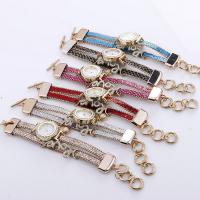 Fashion Watch Bracelet, PU Leather, with Glass & Zinc Alloy, word love, plated, for woman & with rhinestone 25mm, 10mm Approx 7.8 Inch 