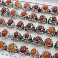 Zinc Alloy Finger Ring, with Red Agate, antique silver color plated, Unisex, lead & cadmium free US Ring .5 