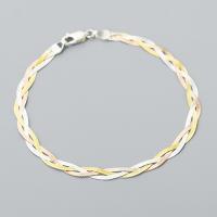 Brass Bracelets, plated, braided bracelet & herringbone chain & for woman, nickel, lead & cadmium free, 4.8mm Approx 7.1 Inch 