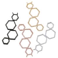 Cubic Zirconia Micro Pave Brass Pendant, Hexagon, plated, micro pave cubic zirconia & double-hole Approx 1mm 