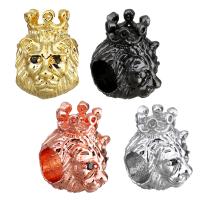 Cubic Zirconia Micro Pave Brass Beads, Lion, plated, micro pave cubic zirconia & without troll Approx 5mm 