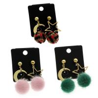 Brass Drop Earring, with Caddice & plastic earnut, 316L stainless steel post pin, gold color plated & for woman 