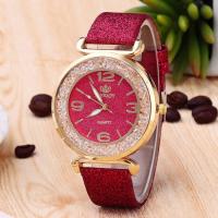Fashion Watch Bracelet, PU Leather, with Glass & Rhinestone & Zinc Alloy, stainless steel pin buckle, plated, for woman 43mm, 20mm Approx 9.4 Inch 