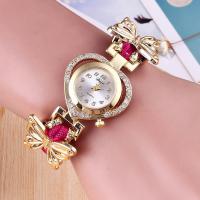 Fashion Watch Bracelet, Zinc Alloy, with Polyester Ribbon & Glass, plated, for woman & with rhinestone 16mm, 15mm Approx 7.8 Inch 
