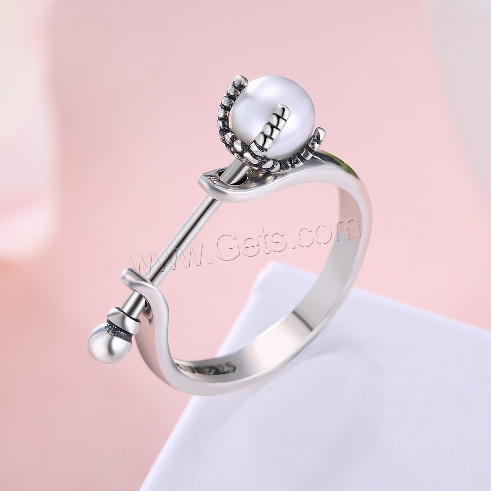 South Sea Shell Finger Ring, Thailand Sterling Silver, with Shell Pearl, different size for choice & for woman, 5mm, Sold By PC