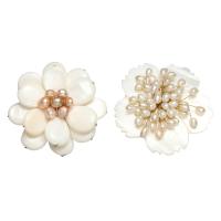 Freshwater Pearl Brooch, White Shell, with Freshwater Pearl, Flower, plated 