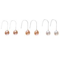 Freshwater Pearl Brass Earring, brass earring hook, Rice, natural, for woman 8-9mm 