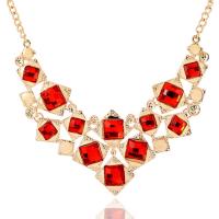 Crystal Zinc Alloy Necklace, with Crystal, with 5cm extender chain, Square, gold color plated, twist oval chain & for woman & faceted lead & cadmium free, 450mm Approx 17.5 Inch 