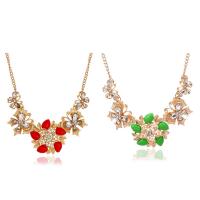 Crystal Zinc Alloy Necklace, with Crystal & Resin, with 5cm extender chain, Flower, gold color plated, for woman & faceted & with rhinestone lead & cadmium free, 450mm Approx 17.5 Inch 