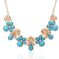 Resin Zinc Alloy Necklace, with Crystal & Resin, with 5cm extender chain, Flower, gold color plated, for woman & faceted & with rhinestone lead & cadmium free, 450mm Approx 17.5 Inch 