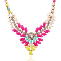 Resin Zinc Alloy Necklace, with Resin, with 5cm extender chain, Flower, gold color plated, for woman & with rhinestone, lead & cadmium free, 450mm Approx 17.5 Inch 
