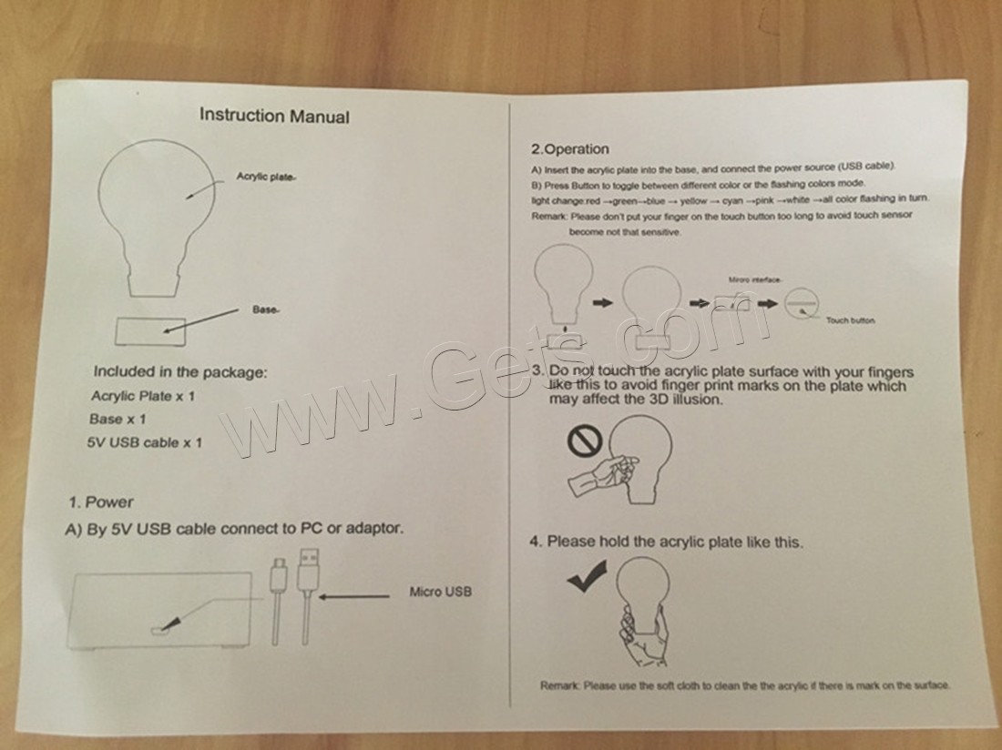 Acryl Nachtlicht, mit ABS Kunststoff, Unterschiedliche Form zur Auswahl & mit USB-Schnittstelle & mit LED-Licht & automatisch die Farbe wechseln & verschiedene Stile für Wahl, verkauft von PC