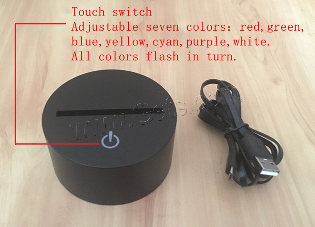 Акрил Ночник, с ABS-пластик, Различная форма для выбора & с интерфейсом USB & со светодиодным светом & изменить цвет автоматически & разные стили для выбора, продается PC