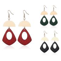 Acrylic Drop Earring, Wood, iron earring hook, Teardrop, for woman 