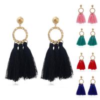 Fashion Tassel Earring, Zinc Alloy, with Caddice, stainless steel post pin, gold color plated, for woman lead & cadmium free 