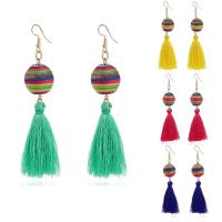 Fashion Tassel Earring, Zinc Alloy, with Caddice & Nylon, iron earring hook, gold color plated, for woman lead & cadmium free 