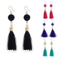 Fashion Tassel Earring, Zinc Alloy, with Caddice & Resin, iron post pin, gold color plated, imitation druzy quartz & for woman lead & cadmium free 