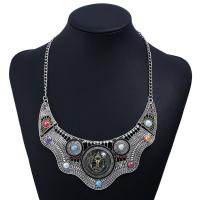Resin Zinc Alloy Necklace, with Resin, with 5cm extender chain, antique silver color plated, twist oval chain & for woman & with rhinestone, lead & cadmium free Approx 15.5 Inch 