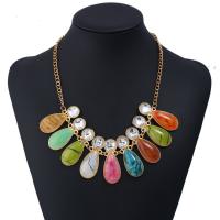 Zinc Alloy Necklace, with Crystal & Resin, with 5cm extender chain, gold color plated, twist oval chain & for woman & faceted lead & cadmium free, 45mm Approx 15.5 Inch 