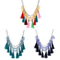 Zinc Alloy Fringe Necklace, with Caddice & Resin, with 5cm extender chain, Tassel, platinum color plated, oval chain & for woman lead & cadmium free, 450mm Approx 17.5 Inch 