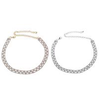 Zinc Alloy Collar, with 13cm extender chain, plated, for woman & with rhinestone lead & cadmium free, 280mm Approx 11 Inch 