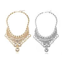 Zinc Alloy Necklace, with Crystal, with 5cm extender chain, plated, for woman & faceted & with rhinestone 450mm Approx 17.5 Inch 