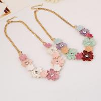 Rhinestone Zinc Alloy Necklace, with 5cm extender chain, Flower, gold color plated, with painted & for woman & with rhinestone lead & cadmium free, 450mm Approx 17.5 Inch 