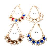 Rhinestone Zinc Alloy Jewelry Set, Stud Earring & necklace, with Crystal, stainless steel post pin, with 5cm extender chain, gold color plated, for woman & faceted & with rhinestone lead & cadmium free, 45mm Approx 15 Inch 