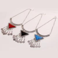 Zinc Alloy Jewelry Set, earring & necklace, with Resin, iron earring hook, with 5cm extender chain, antique silver color plated, for woman lead & cadmium free Approx 17.5 Inch 