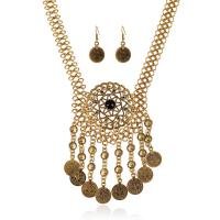 Zinc Alloy Jewelry Set, earring & necklace, with Resin, iron earring hook, with 5cm extender chain, plated, for woman lead & cadmium free, 450mm Approx 17.5 Inch 