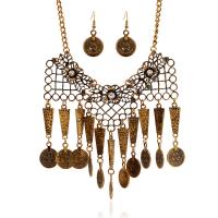 Zinc Alloy Jewelry Set, earring & necklace, iron earring hook, with 5cm extender chain, plated, for woman & with rhinestone lead & cadmium free, 450mm Approx 17.5 Inch 
