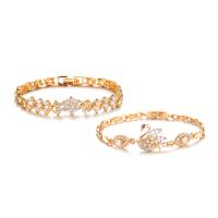 Zinc Alloy Rhinestone Bracelets, gold color plated & for woman & with rhinestone Approx 7 Inch 