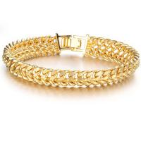 18K Gold Bracelet, plated, Unisex, 11mm Approx 8 Inch 