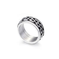 Titanium Steel Finger Ring & for man & blacken, 9mm 