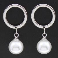 Cupronickel Drop Earring, with ABS Plastic Pearl, sterling silver post pin, plated, for woman 