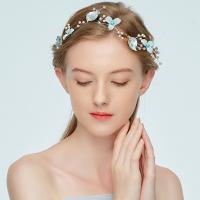 Zinc Alloy Hair Band, with ABS Plastic Pearl, Flower, gold color plated, for bridal, lead & cadmium free 