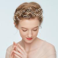 Zinc Alloy Hair Jewelry Flower, with ABS Plastic Pearl, gold color plated, for bridal, lead & cadmium free 