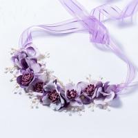 Seidenspinnerei Schweißband, mit ABS-Kunststoff-Perlen, Blume, für Kinder, 280x80mm, verkauft von PC